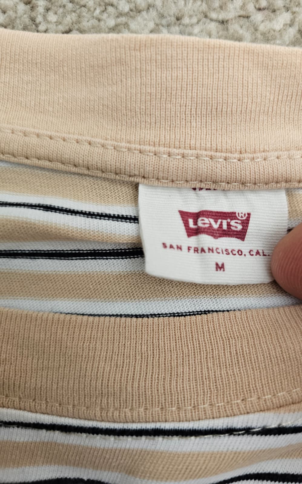 Levi's Womens Embroidered Striped Jersey Dress - M/Medium - Beige/Black