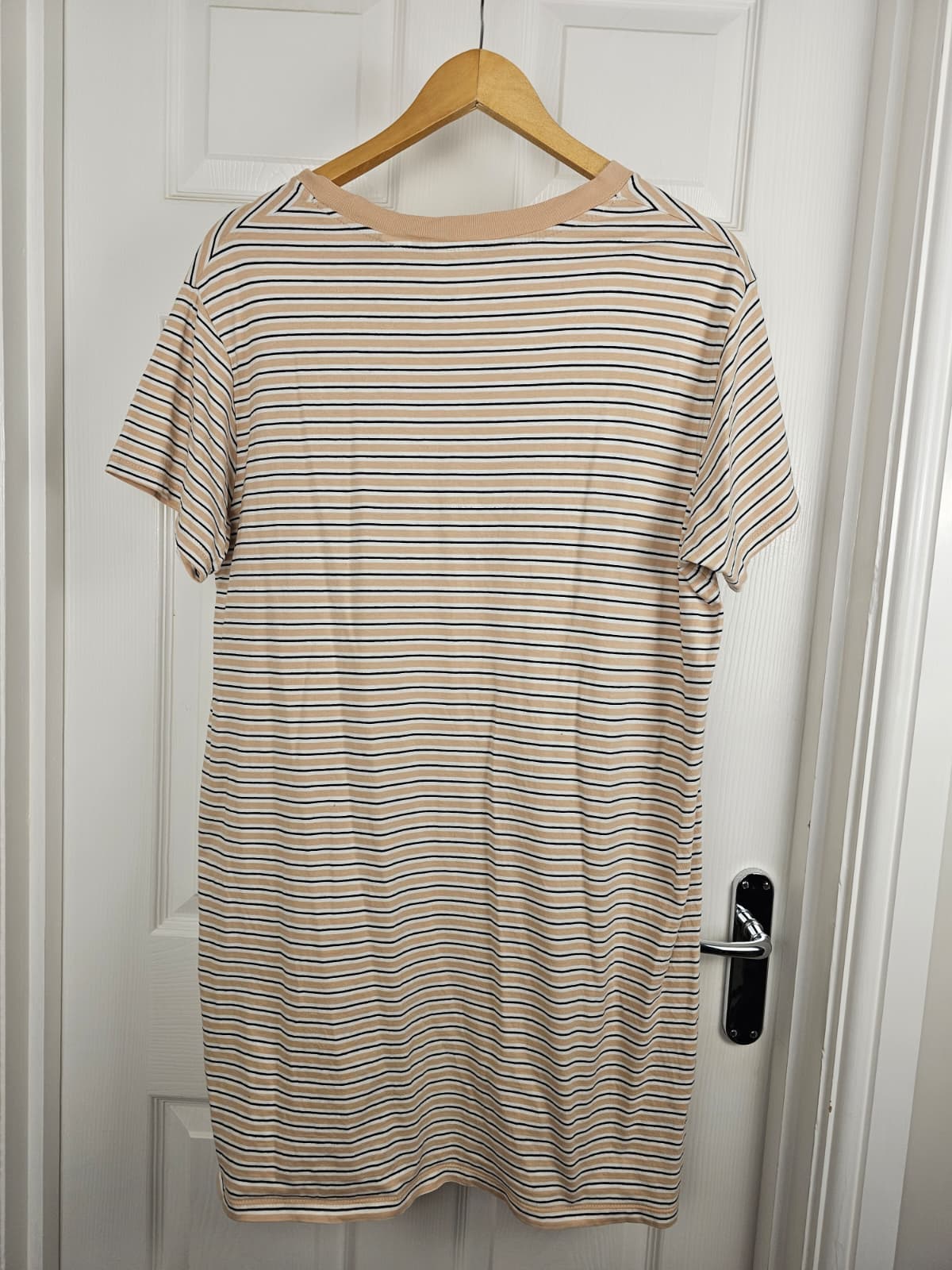 Levi's Womens Embroidered Striped Jersey Dress - M/Medium - Beige/Black