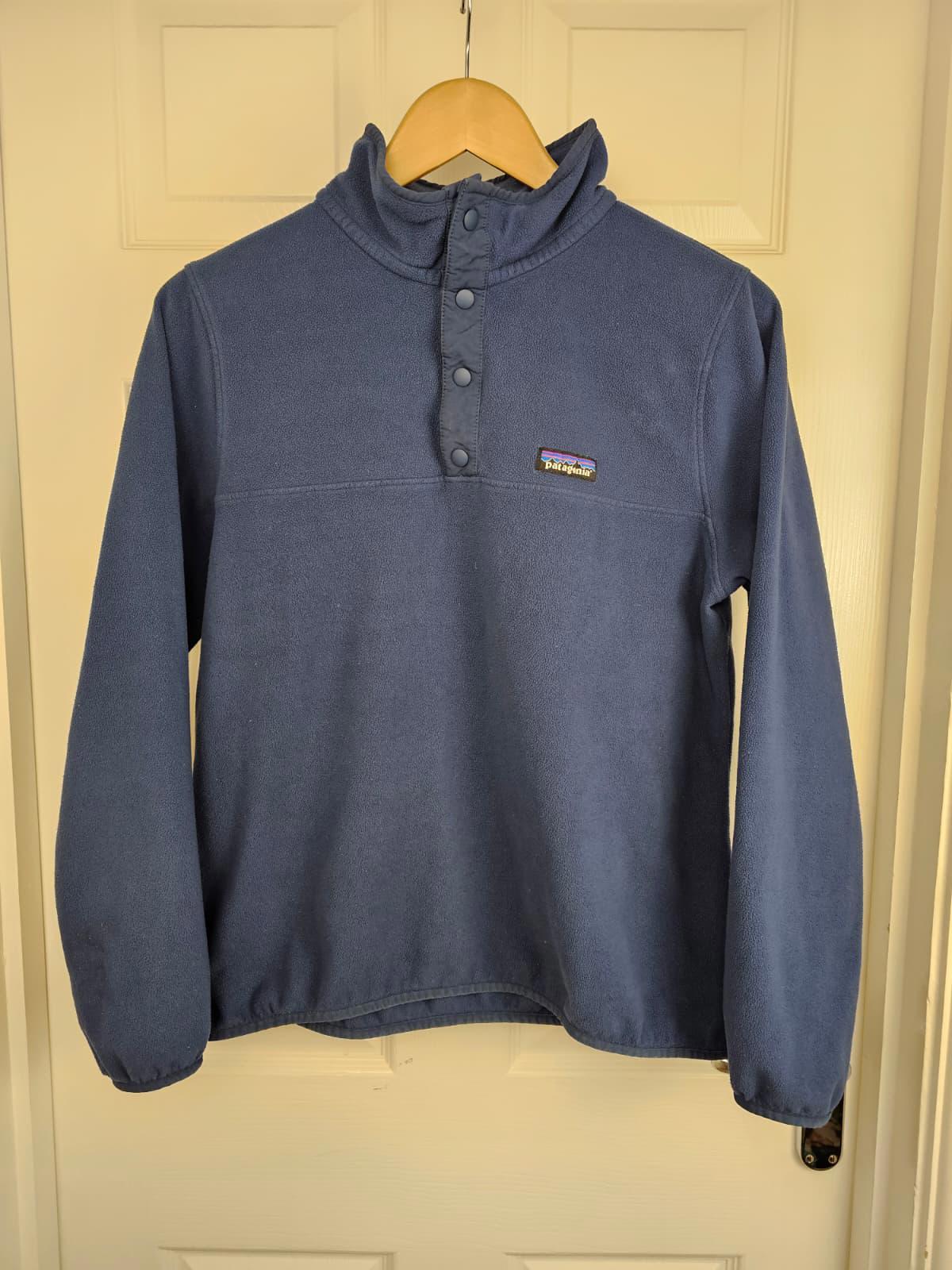 Patagonia Womens Snap Button Pullover Fleece Jumper - L/Large - Navy