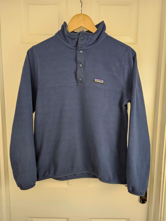 Patagonia Womens Snap Button Pullover Fleece Jumper - L/Large - Navy