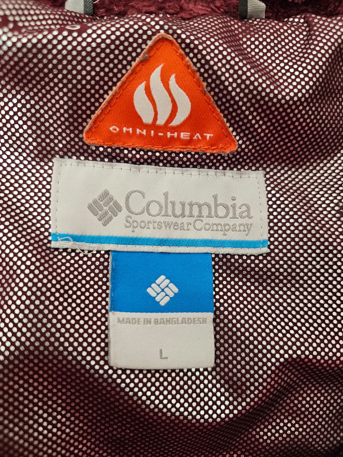 Columbia Omni-Heat Down Full Zip Hooded Ski/Snowboard Winter Jacket/Coat - L/Large - Red