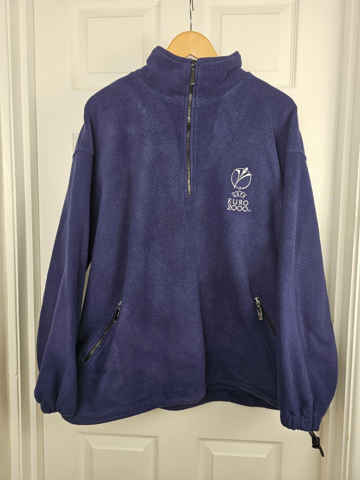 Vintage UEFA Euro 2000 Y2K Football 1/2 Zip Fleece Jumper - XL/Extra Large