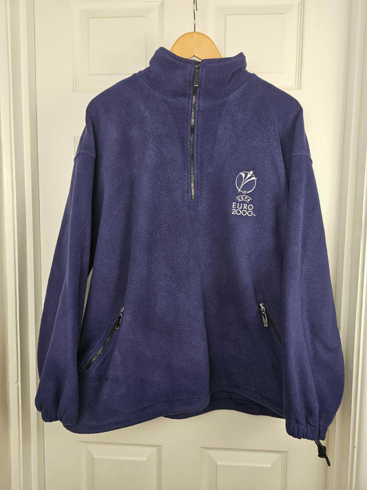 Vintage UEFA Euro 2000 Y2K Football 1/2 Zip Fleece Jumper - XL/Extra Large