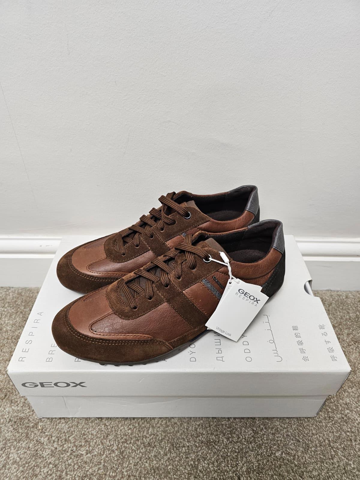 GEOX Mens Respira Leather/Suede Breathable Shoes/Trainers - UK 6.5 - Brown