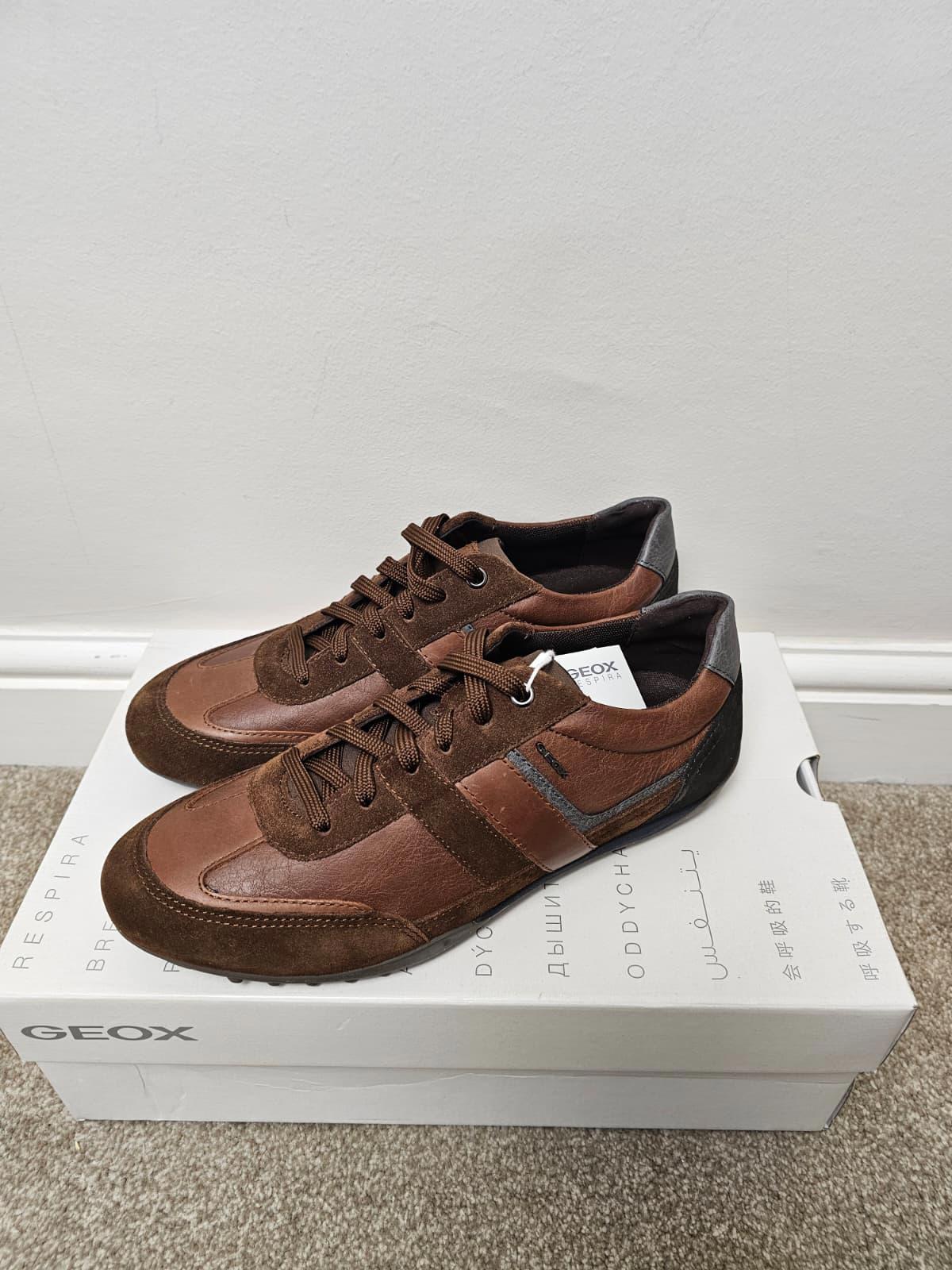 GEOX Mens Respira Leather/Suede Breathable Shoes/Trainers - UK 6.5 - Brown