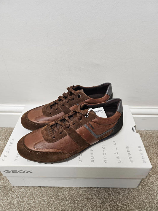GEOX Mens Respira Leather/Suede Breathable Shoes/Trainers - UK 6.5 - Brown