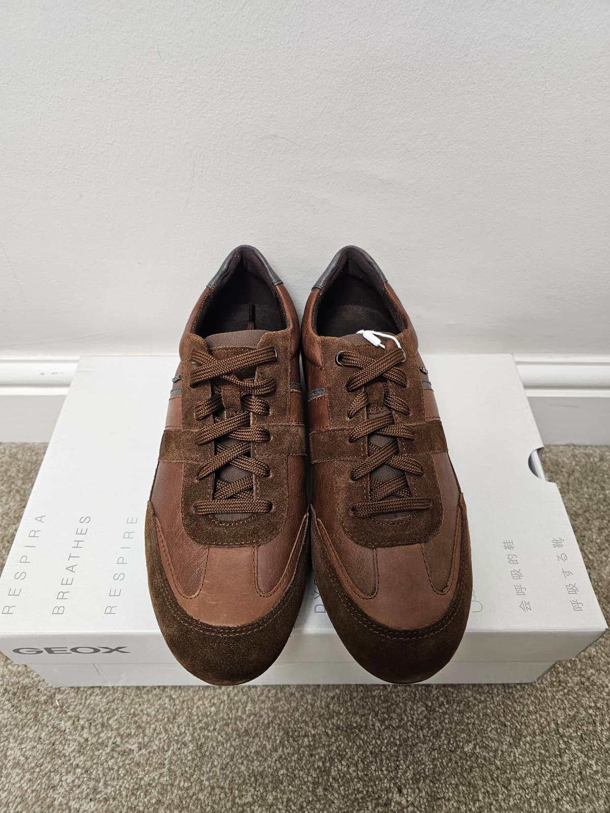 GEOX Mens Respira Leather/Suede Breathable Shoes/Trainers - UK 6.5 - Brown