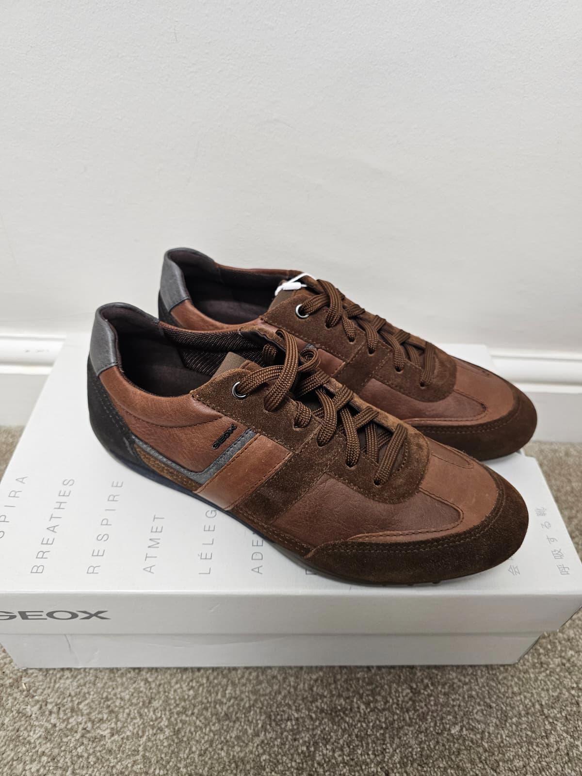 GEOX Mens Respira Leather/Suede Breathable Shoes/Trainers - UK 6.5 - Brown