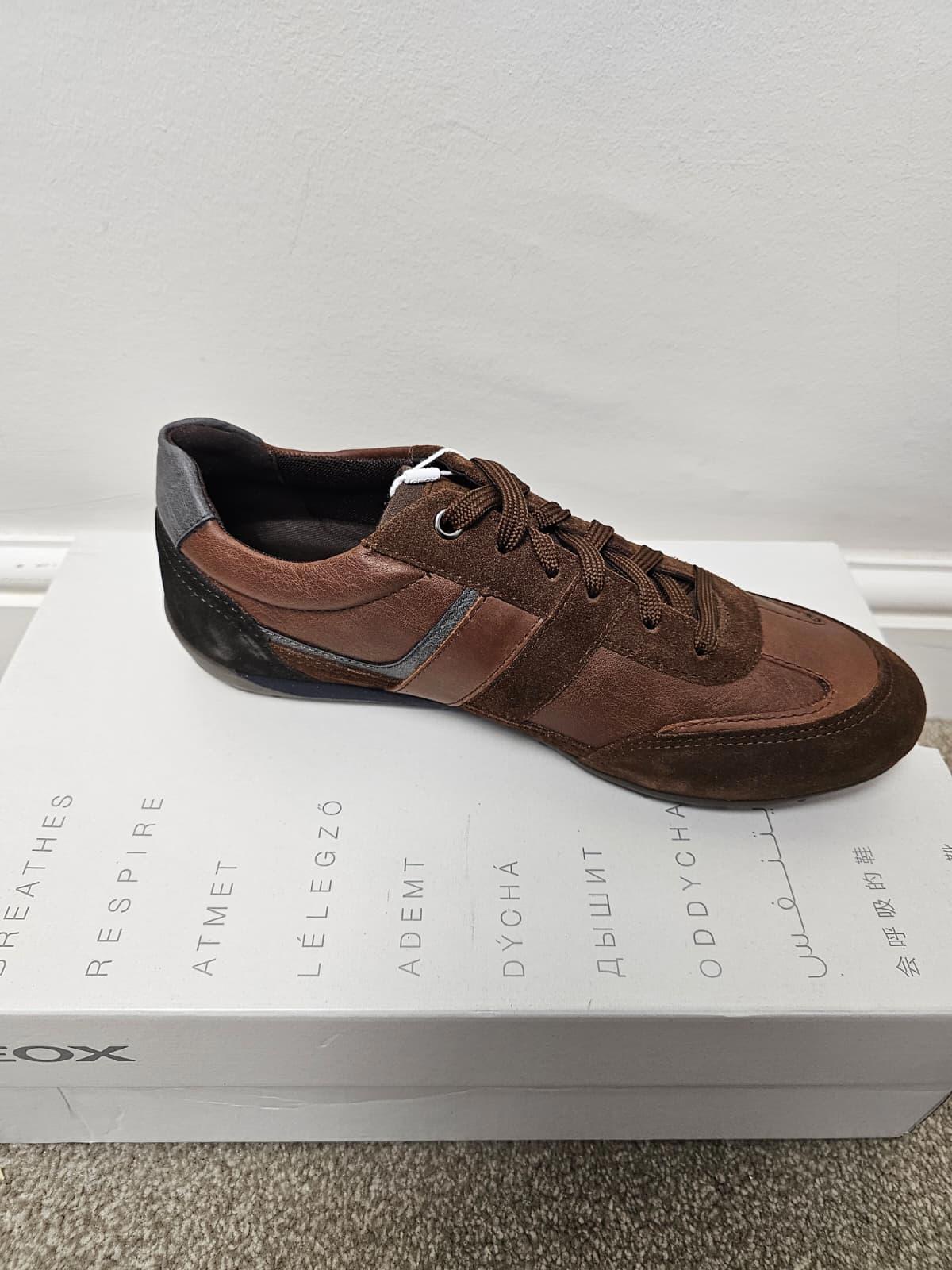 GEOX Mens Respira Leather/Suede Breathable Shoes/Trainers - UK 6.5 - Brown
