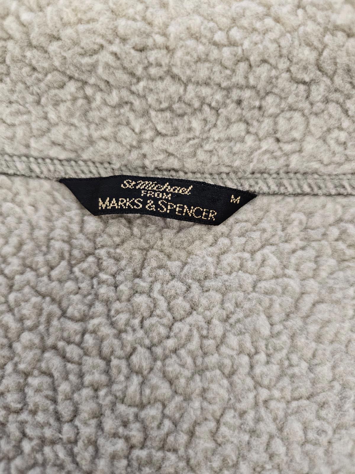 St Michael M&S Vintage Mens Full Zip Thick Sherpa Lined Fleece Jacket - M/Medium