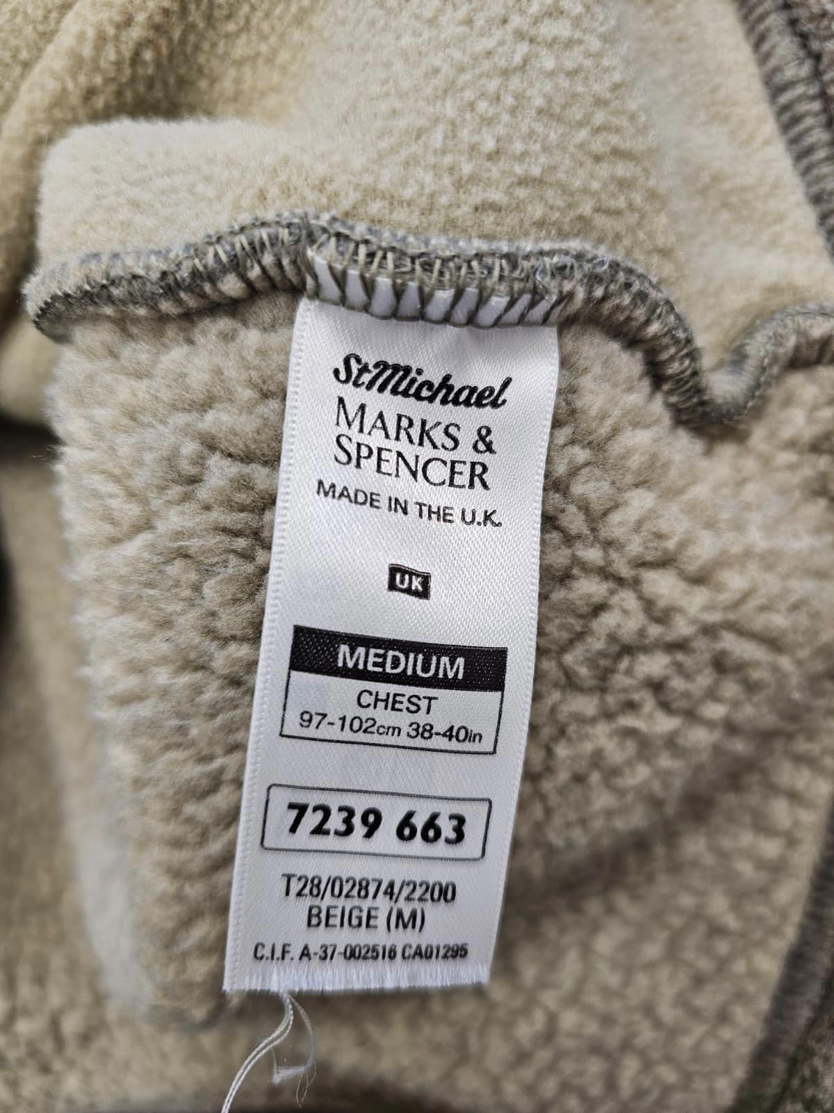 St Michael M&S Vintage Mens Full Zip Thick Sherpa Lined Fleece Jacket - M/Medium