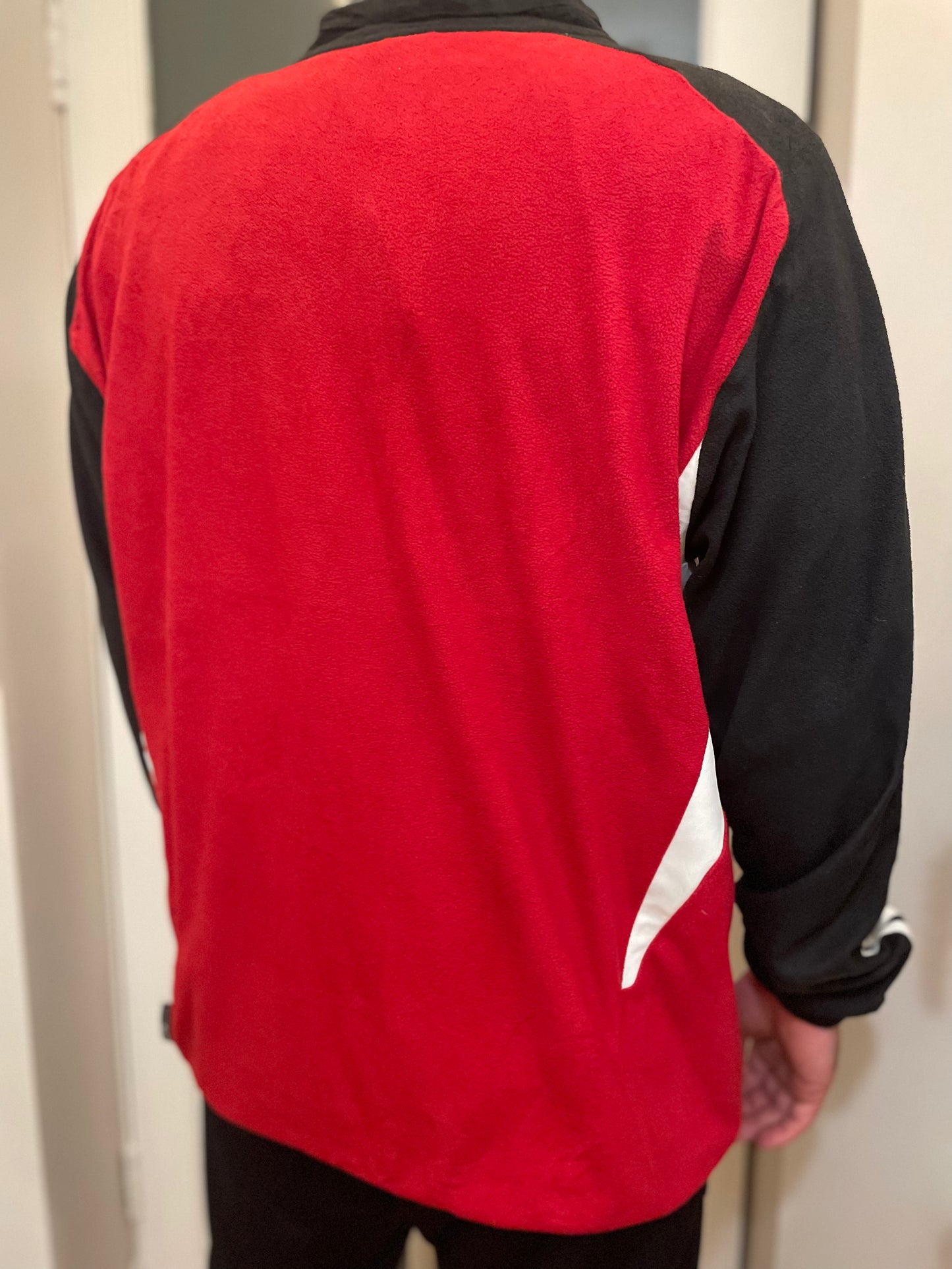 Vintage Adidas Red/Black Pullover 1/4 Zip Fleece Jumper/Sweatshirt Pullover - XL/Extra Large