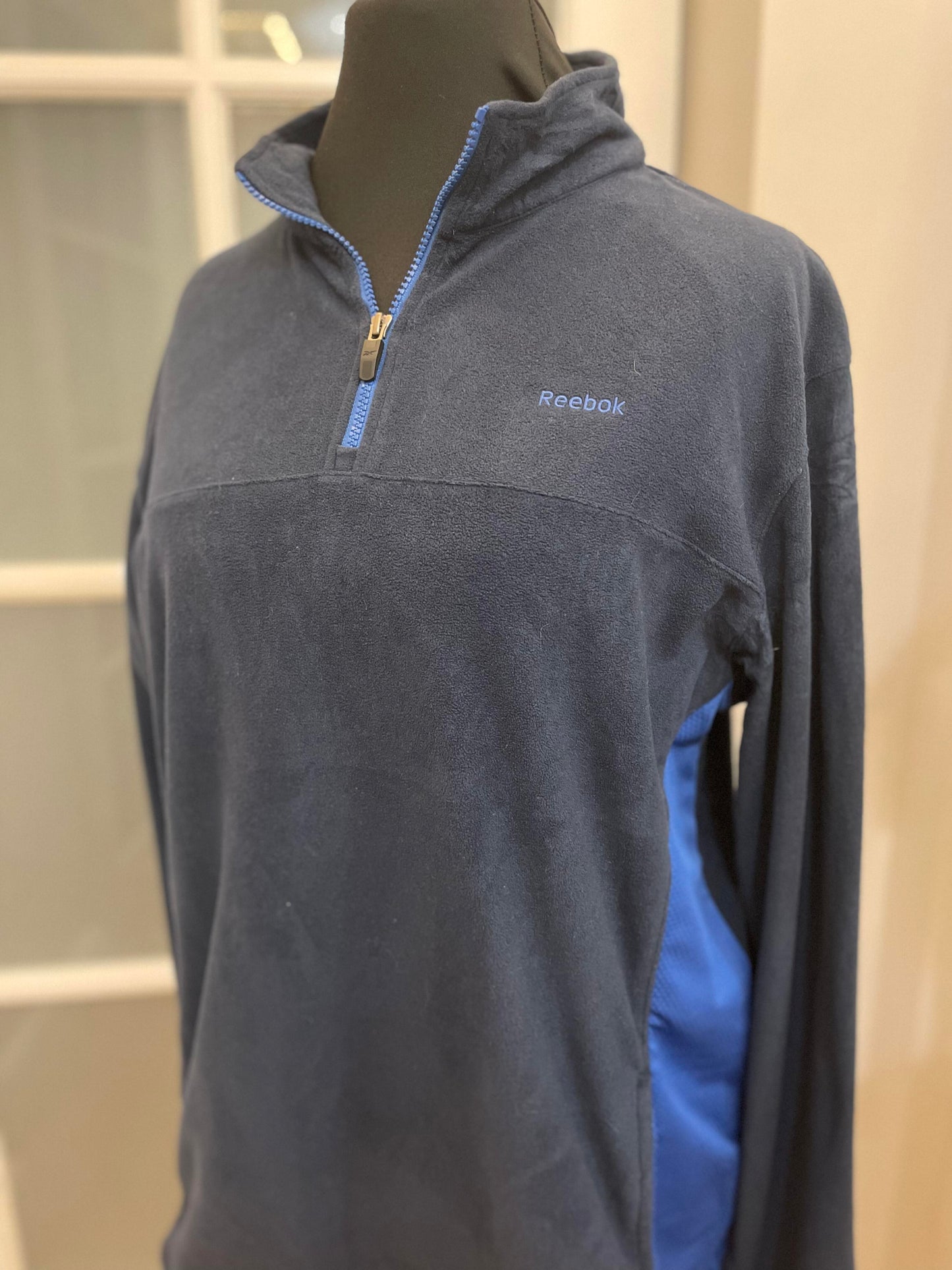 Reebok Vintage Navy/Blue 1/4 Zip Fleece Jumper - XL/Extra Large
