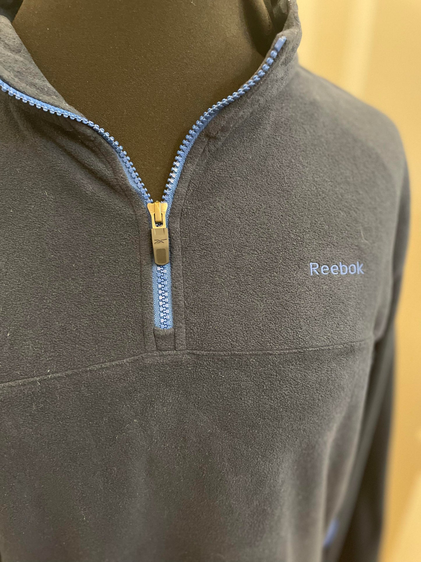 Reebok Vintage Navy/Blue 1/4 Zip Fleece Jumper - XL/Extra Large