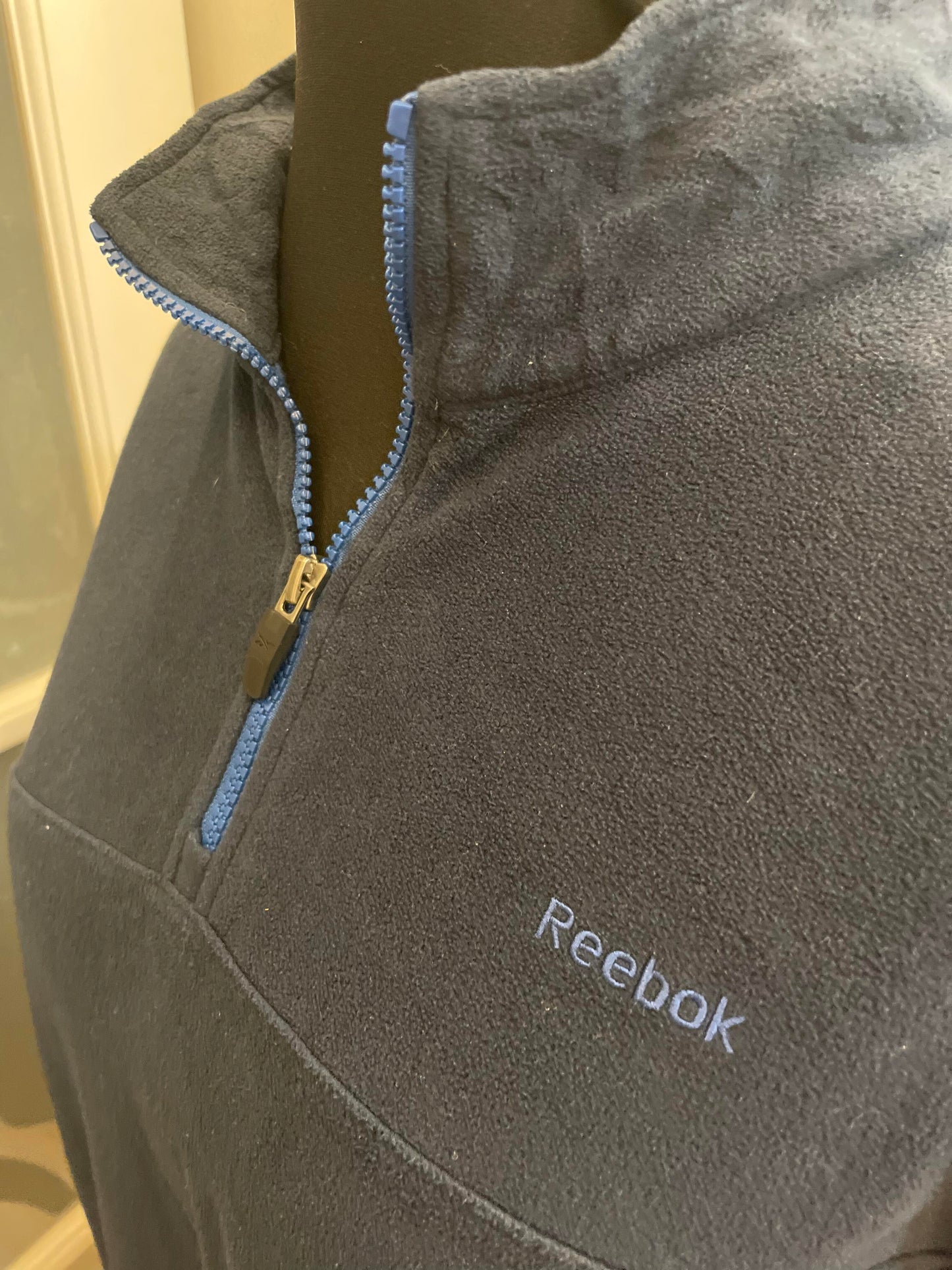 Reebok Vintage Navy/Blue 1/4 Zip Fleece Jumper - XL/Extra Large