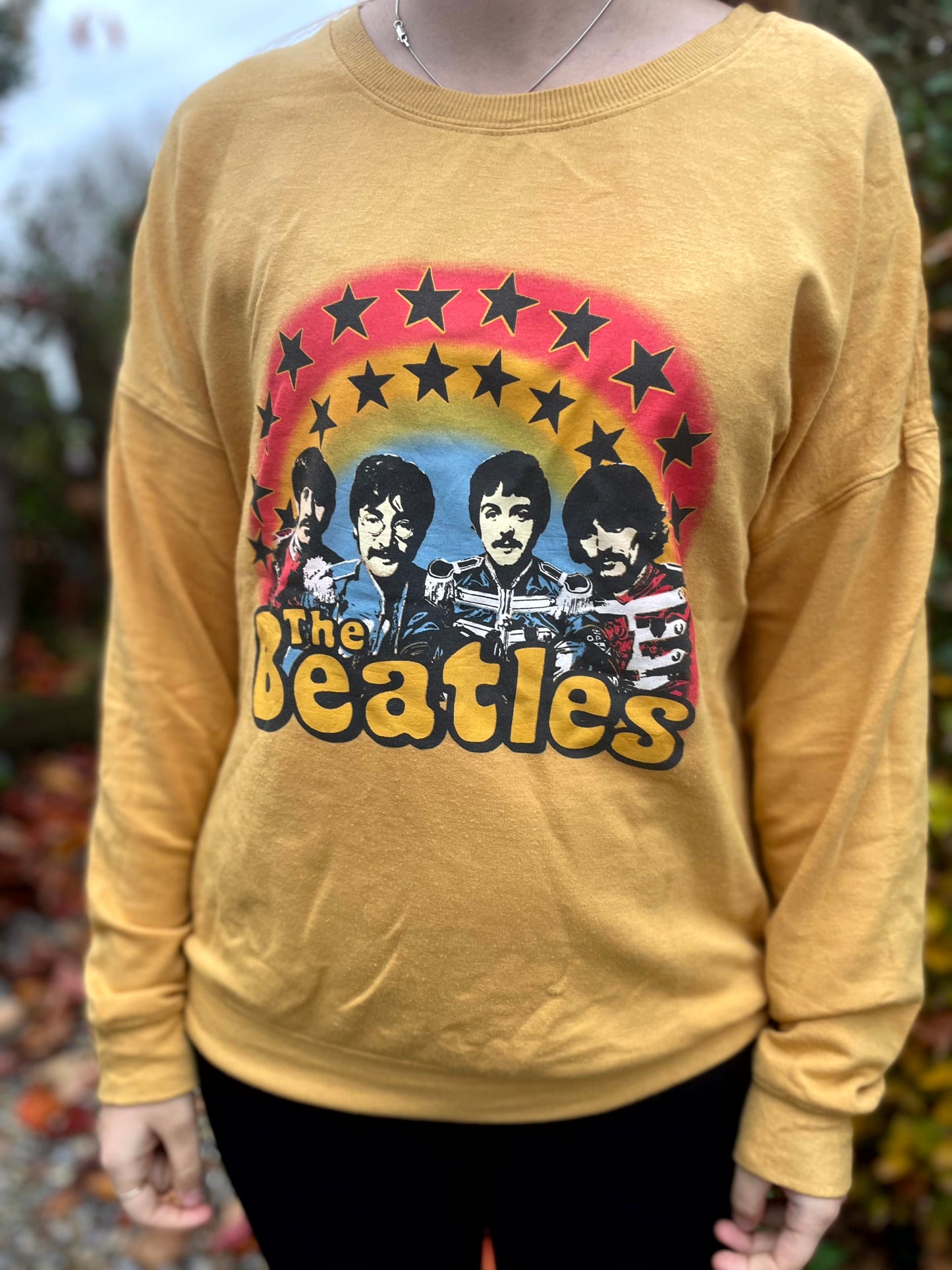The Beatles Mustard Rainbow Pullover Jumper/Sweatshirt - M/Medium