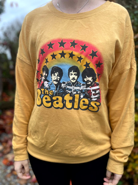 The Beatles Mustard Rainbow Pullover Jumper/Sweatshirt - M/Medium