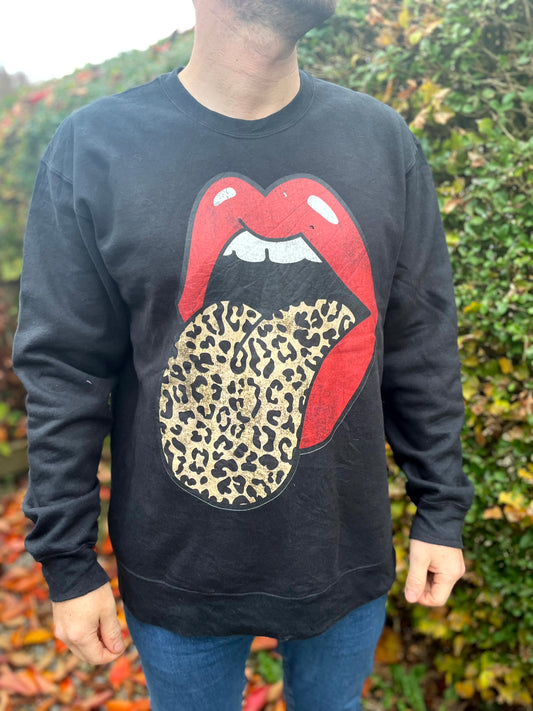 The Rolling Stones Leopard Print Pullover Jumper/Sweatshirt - XL/Extra Large