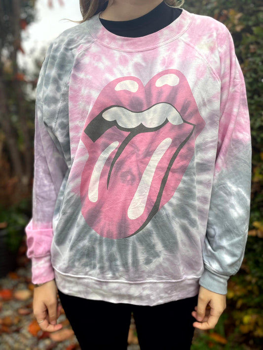 The Rolling Stones Tie Dye Pullover Jumper Sweater/Sweatshirt Band - XS/Extra Small