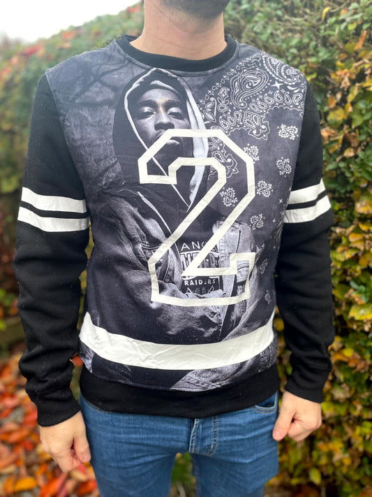 Tupac Shakur Black Large Print Pullover Jumper/Sweatshirt - L/Large - Unisex