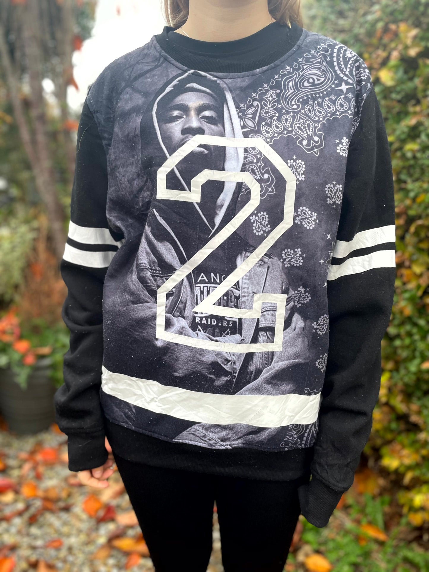Tupac Shakur Black Large Print Pullover Jumper/Sweatshirt - L/Large - Unisex