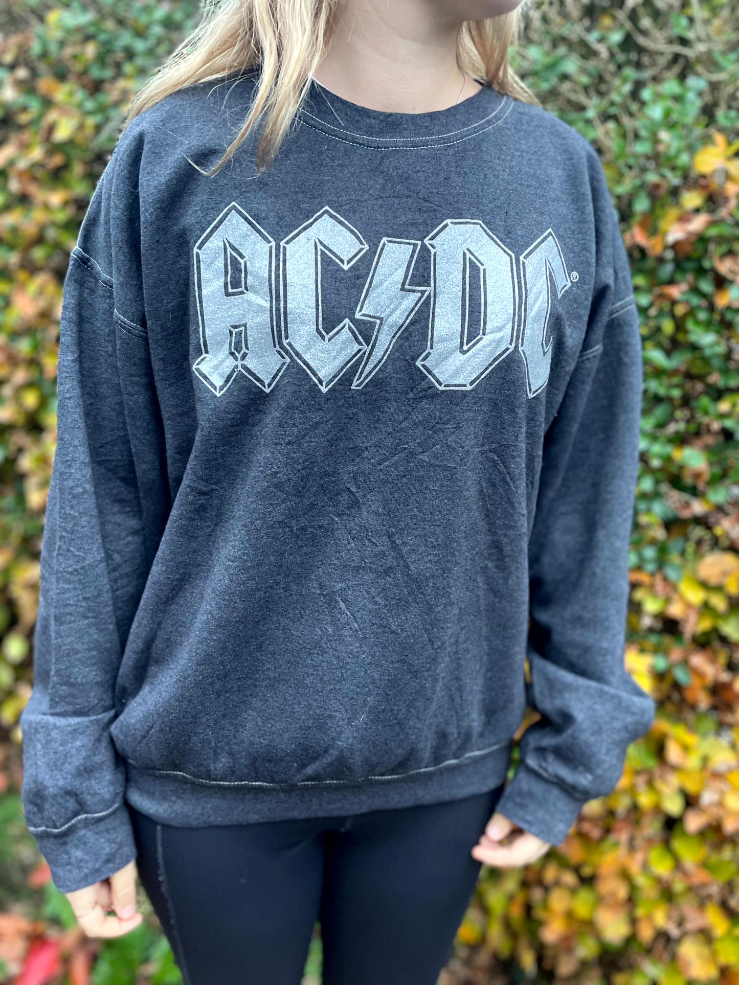 ACDC Highway To Hell Grey Pullover Jumper/Sweatshirt - M/L Medium/Large - Unisex