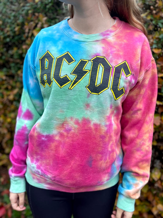 ACDC Tie Dye Pullover Sweatshirt/Jumper - S/Small