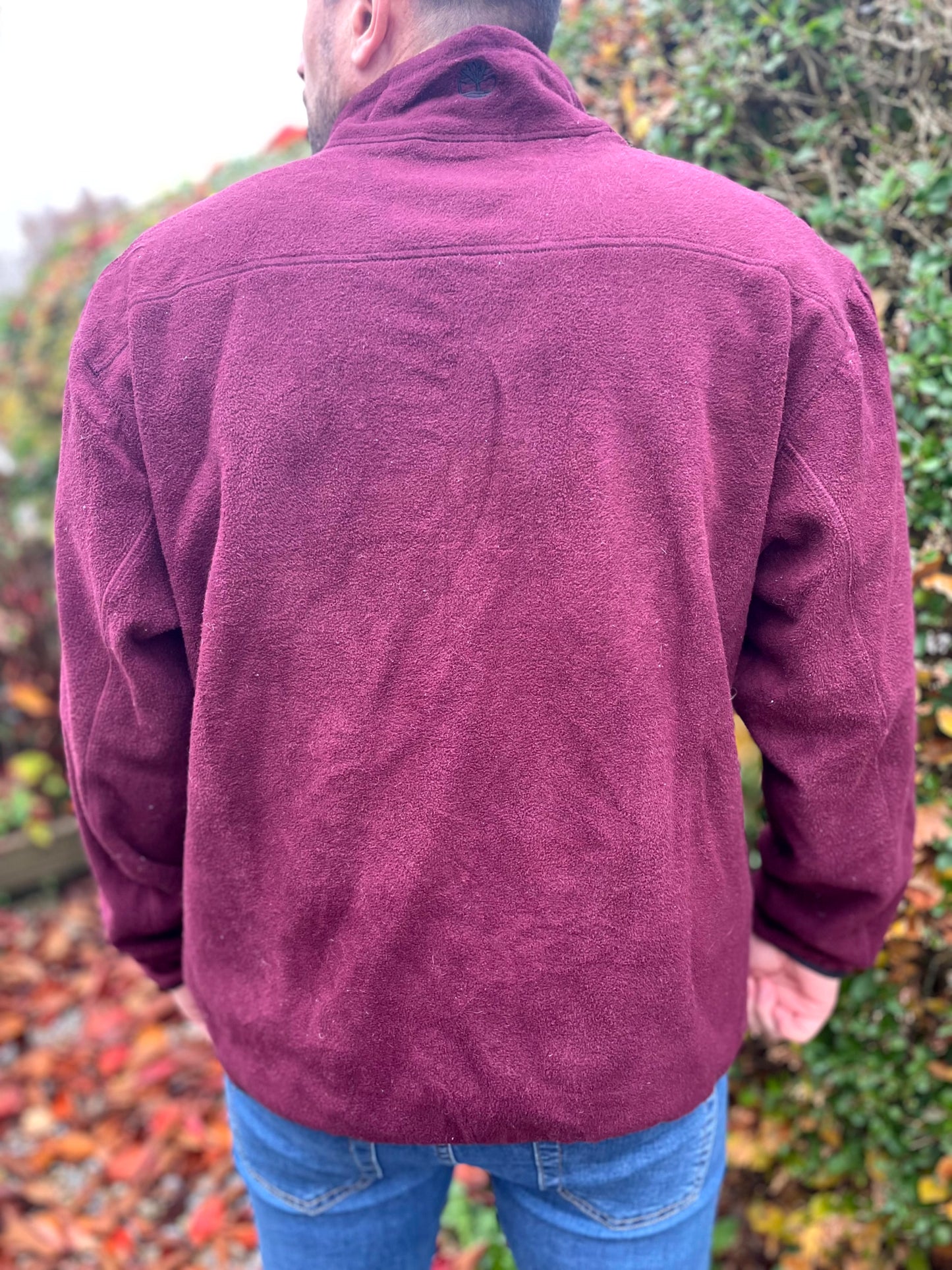 Timberland Embroidered Burgundy Full Zip Fleece Jacket - XXL/Extra Extra Large/ 2XL