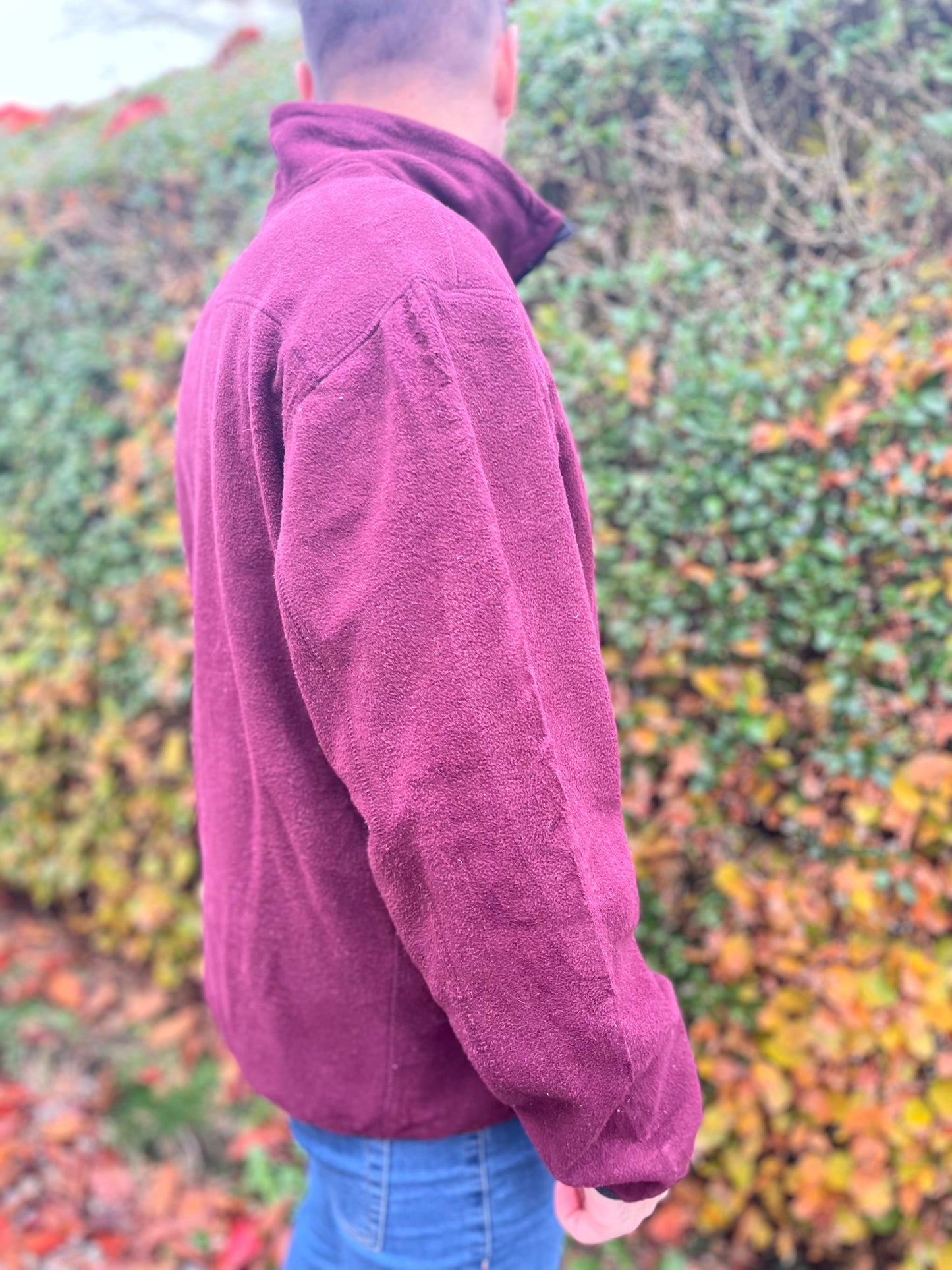 Timberland Embroidered Burgundy Full Zip Fleece Jacket - XXL/Extra Extra Large/ 2XL