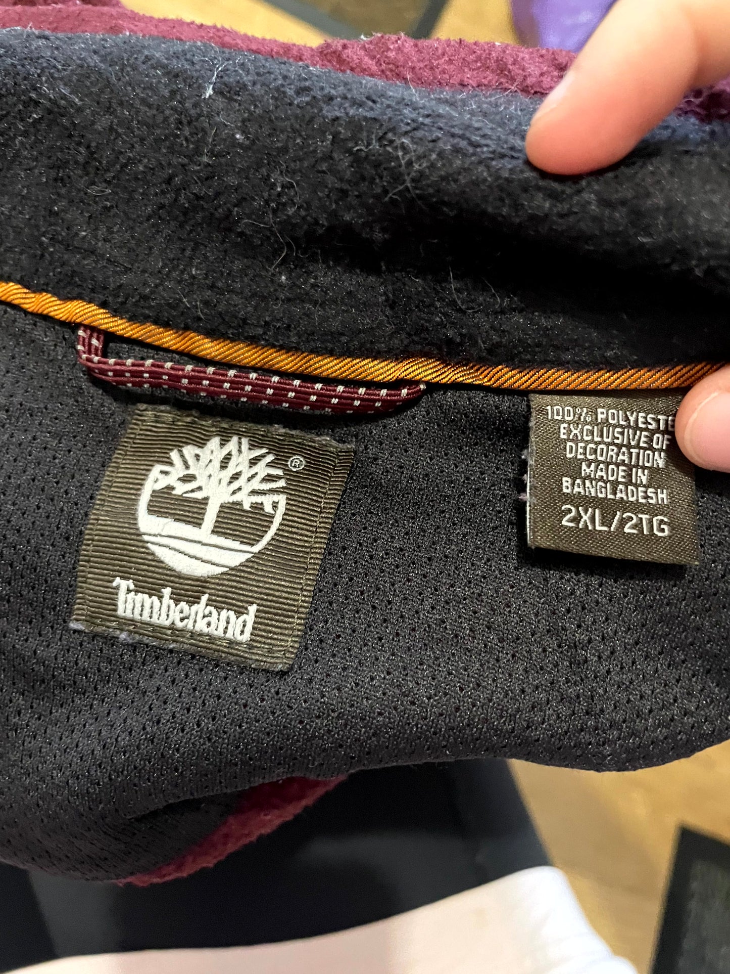 Timberland Embroidered Burgundy Full Zip Fleece Jacket - XXL/Extra Extra Large/ 2XL