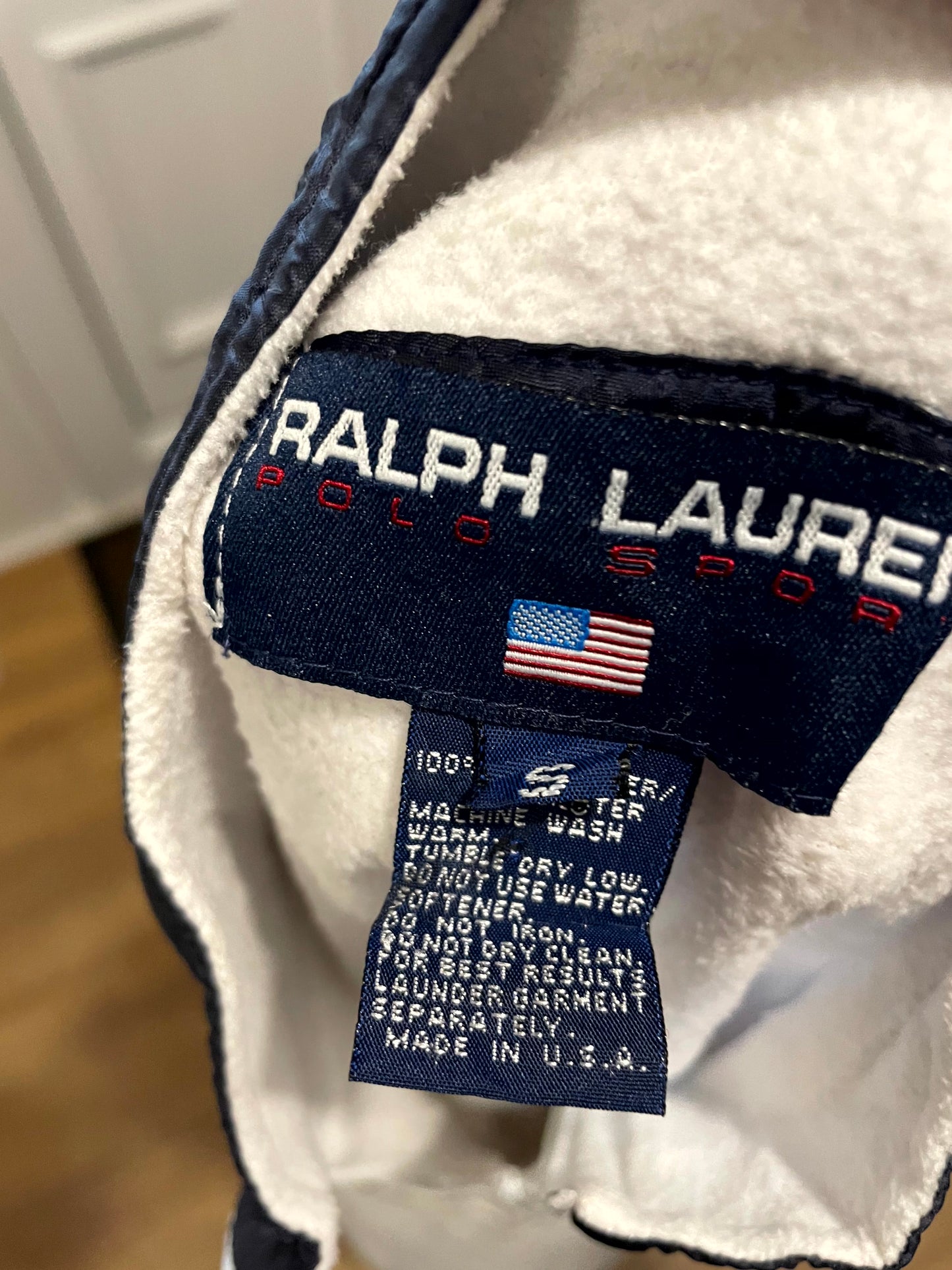 Vintage Ralph Lauren Polo Sport White Fleece 1/4 Zip Pullover Jumper - S/Small