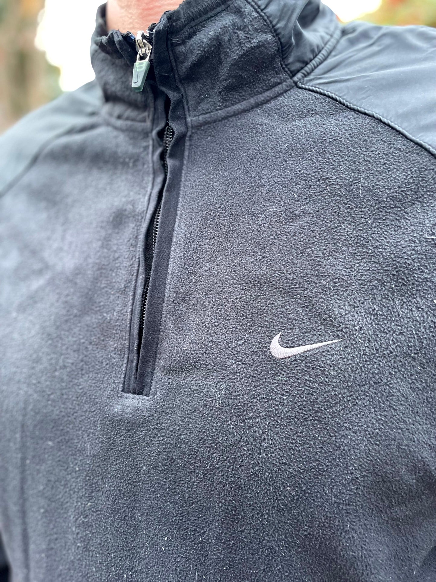 Vintage Nike Silver Tag 1/4 Zip Fleece Pullover Jumper Black - L/Large