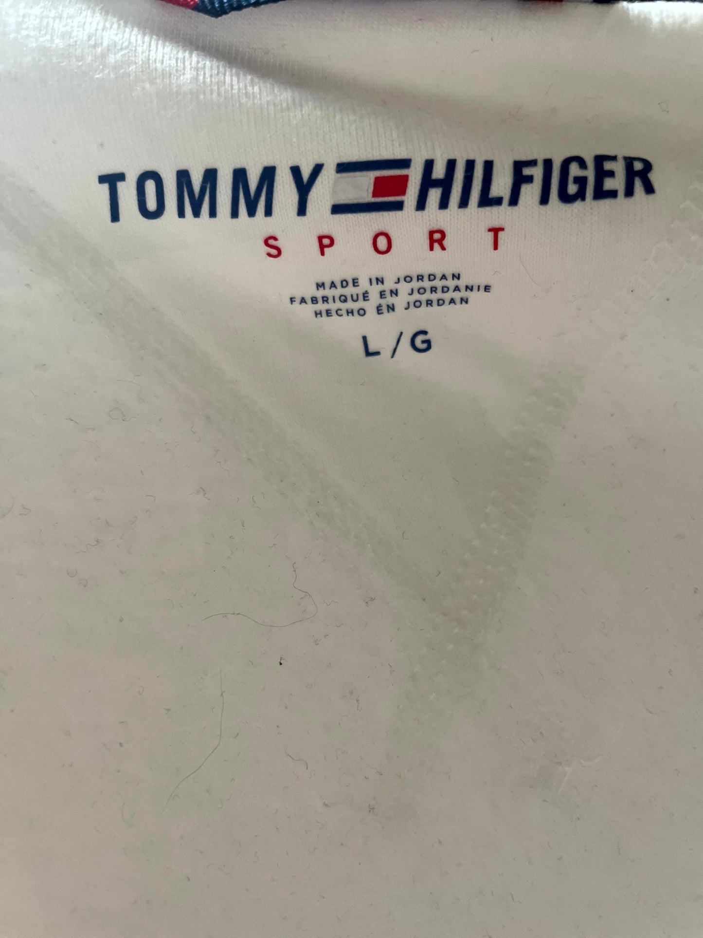 Vintage White Tommy Hilfiger Full Zip Fleece Hoodie Jacket - L/Large