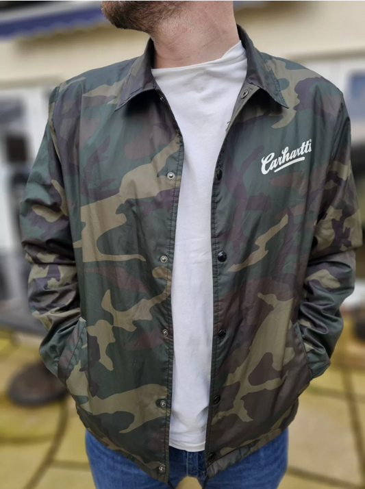 Carhartt WIP Button Up Camo Lined Coach Jacket Street Wear - L/Large