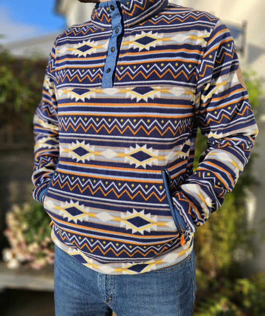 Passenger Mens Pullover Snap Button Fleece Jumper - M/Medium