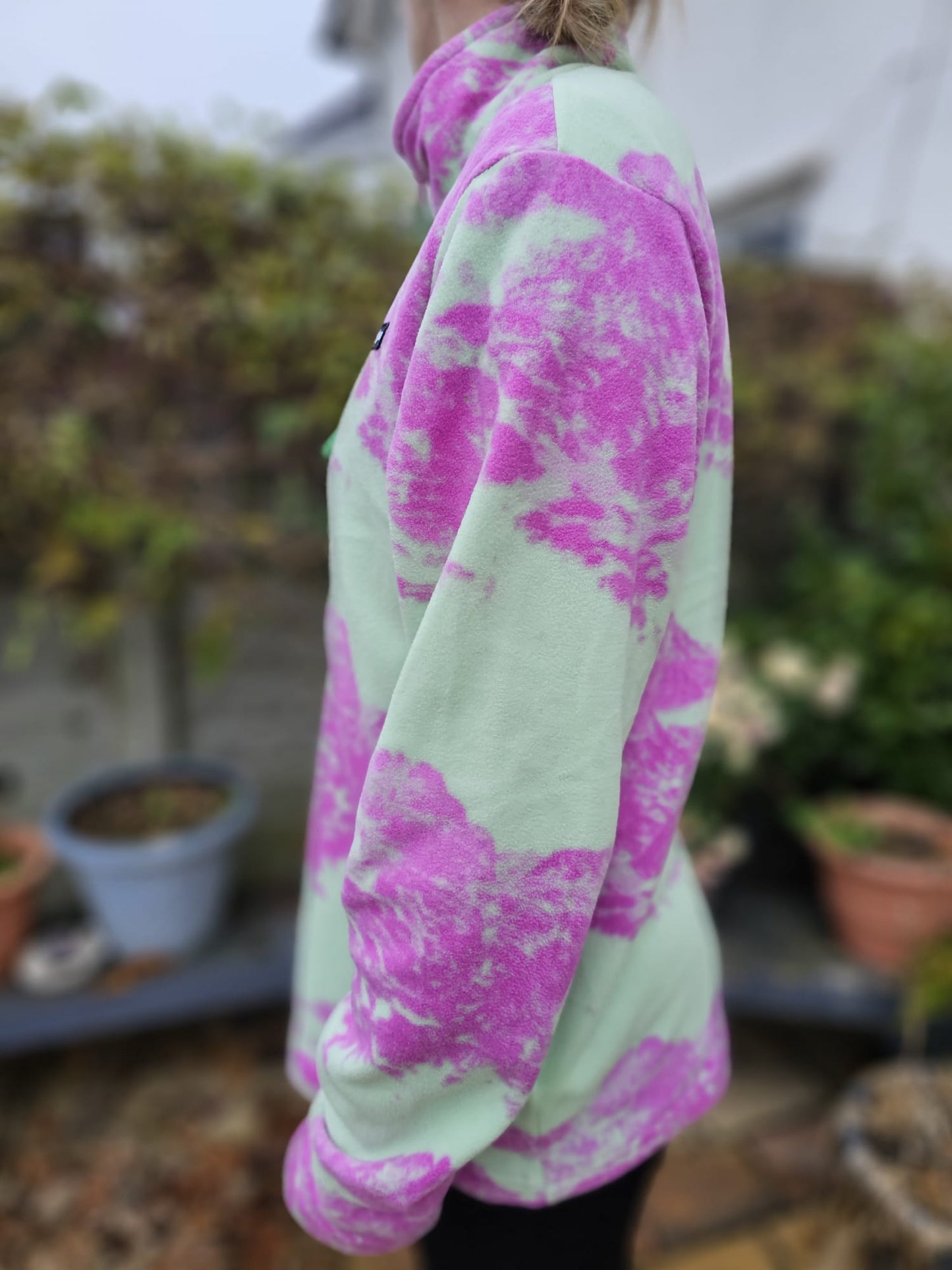 Berghaus Unisex Mountain Print Mint/Lilac Pullover 1/4 Zip Fleece Jumper - M/Medium