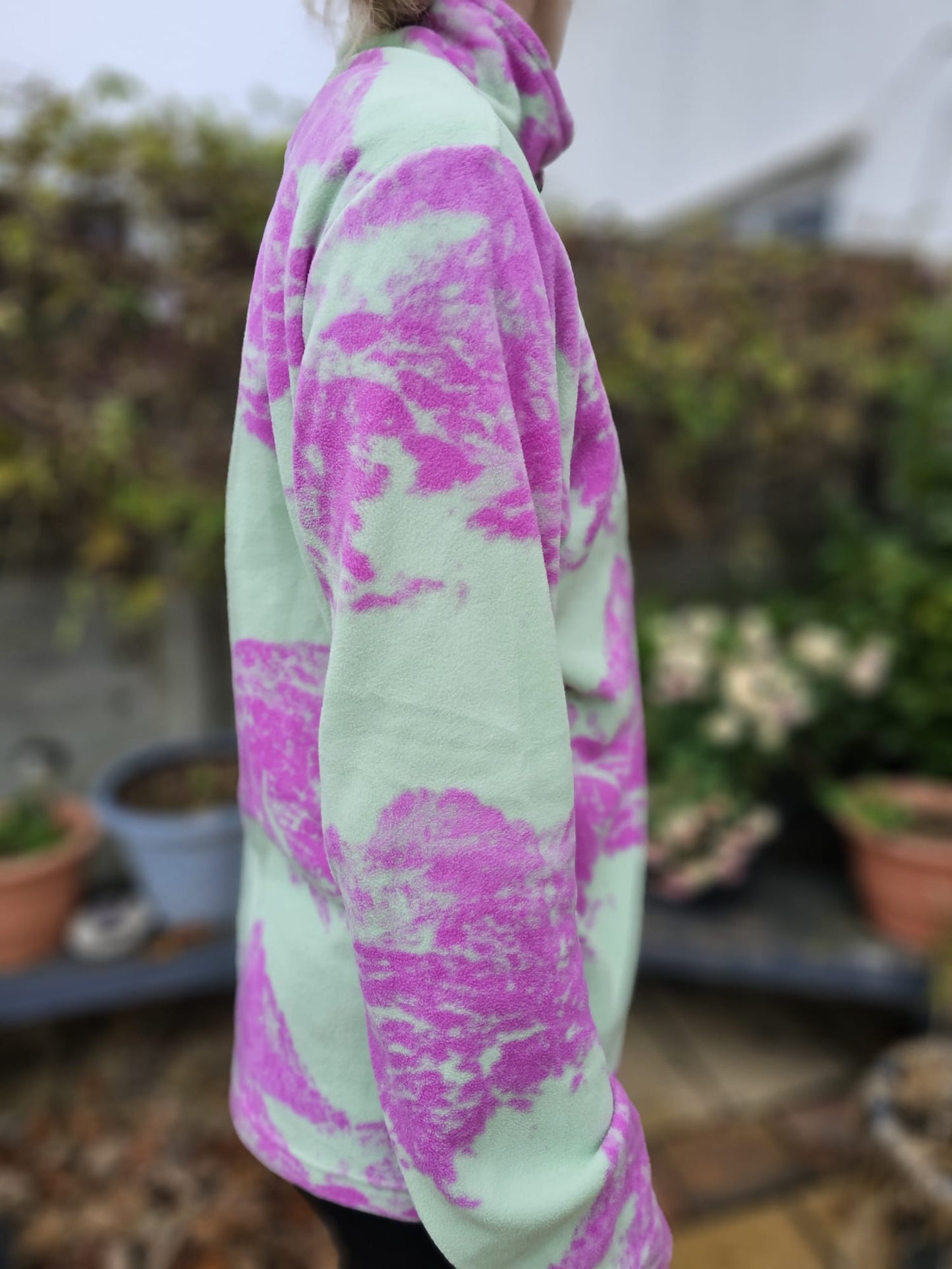 Berghaus Unisex Mountain Print Mint/Lilac Pullover 1/4 Zip Fleece Jumper - M/Medium