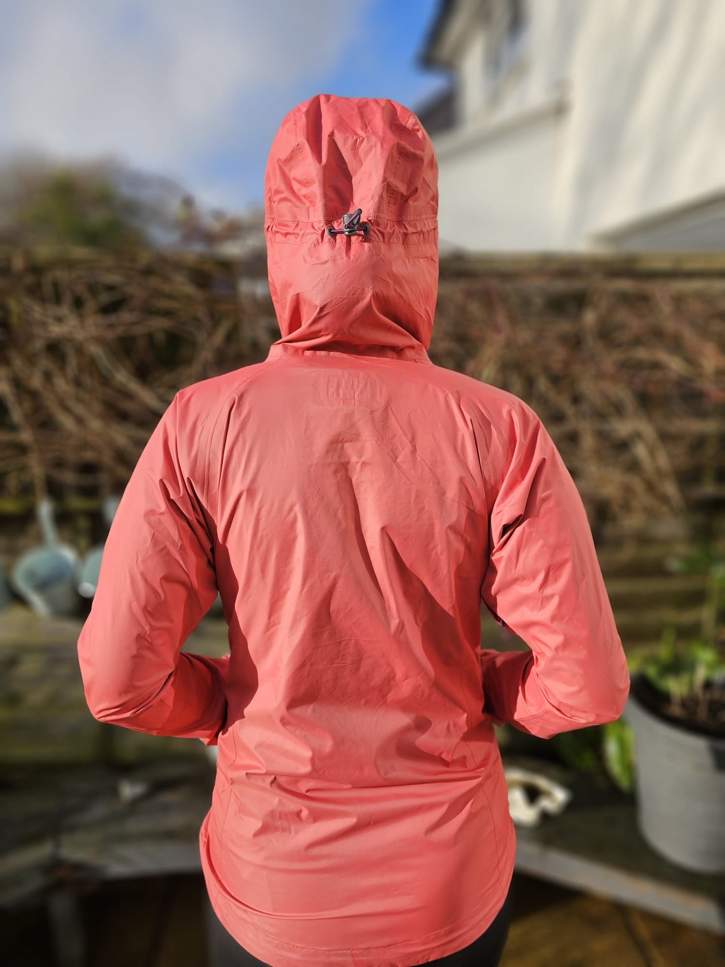 Womens Rab full zip hooded waterproof rain coat/jacket - UK 8 - Pinky/Red