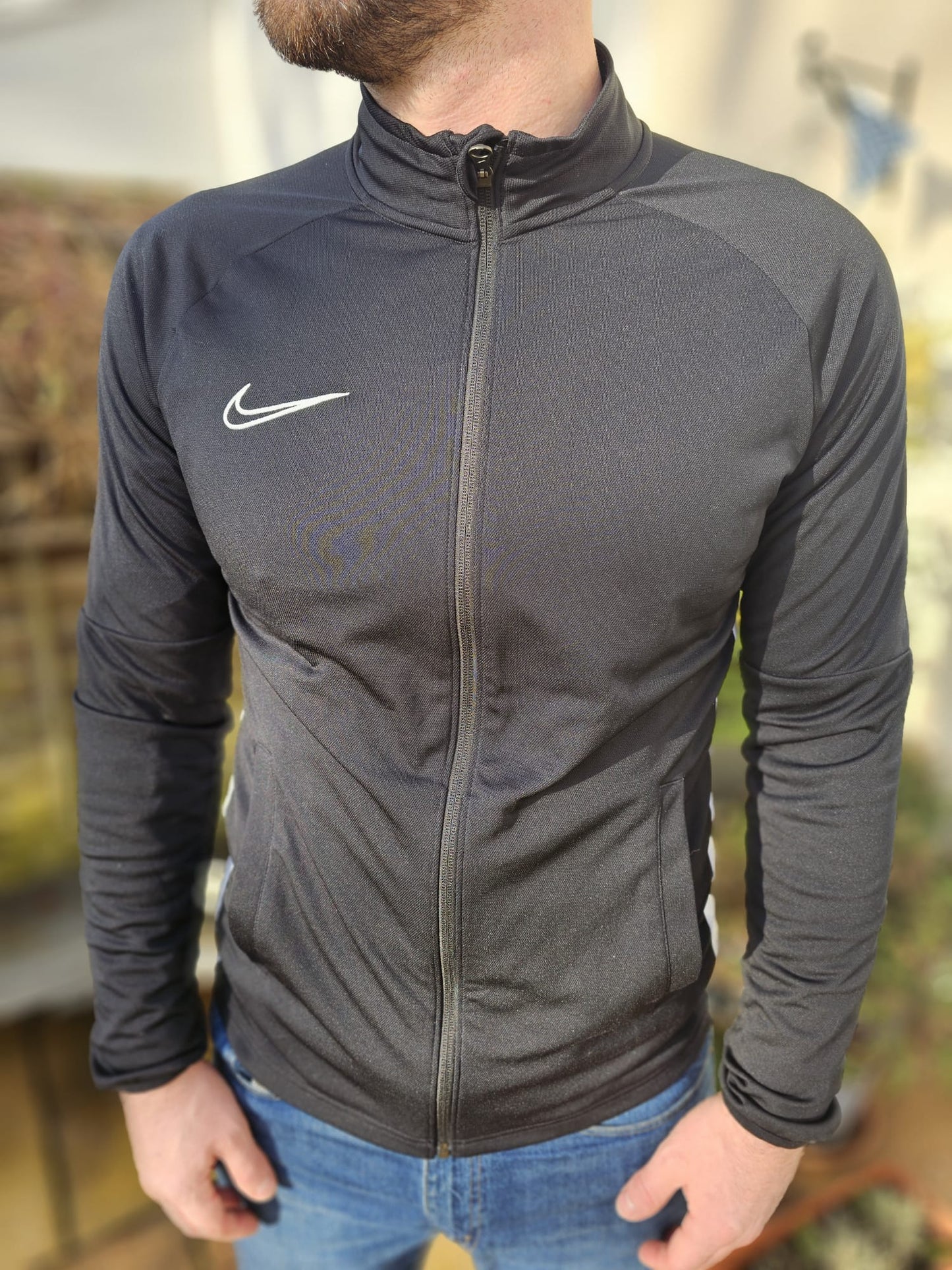 Nike Dri-Fit Black Embroidered Tracksuit Trackie Jacket -  M/Medium
