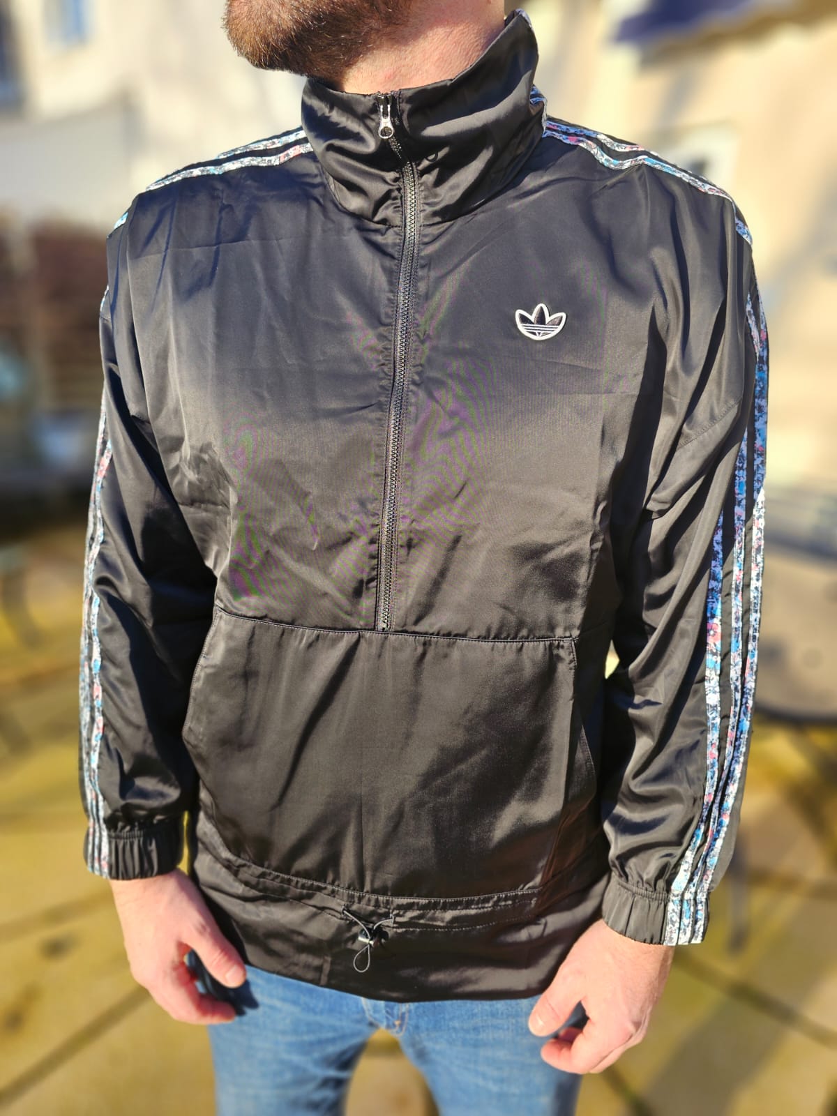 Adidas Full Zip Black Windbreaker Style Track Jacket - UK 12 - NWT