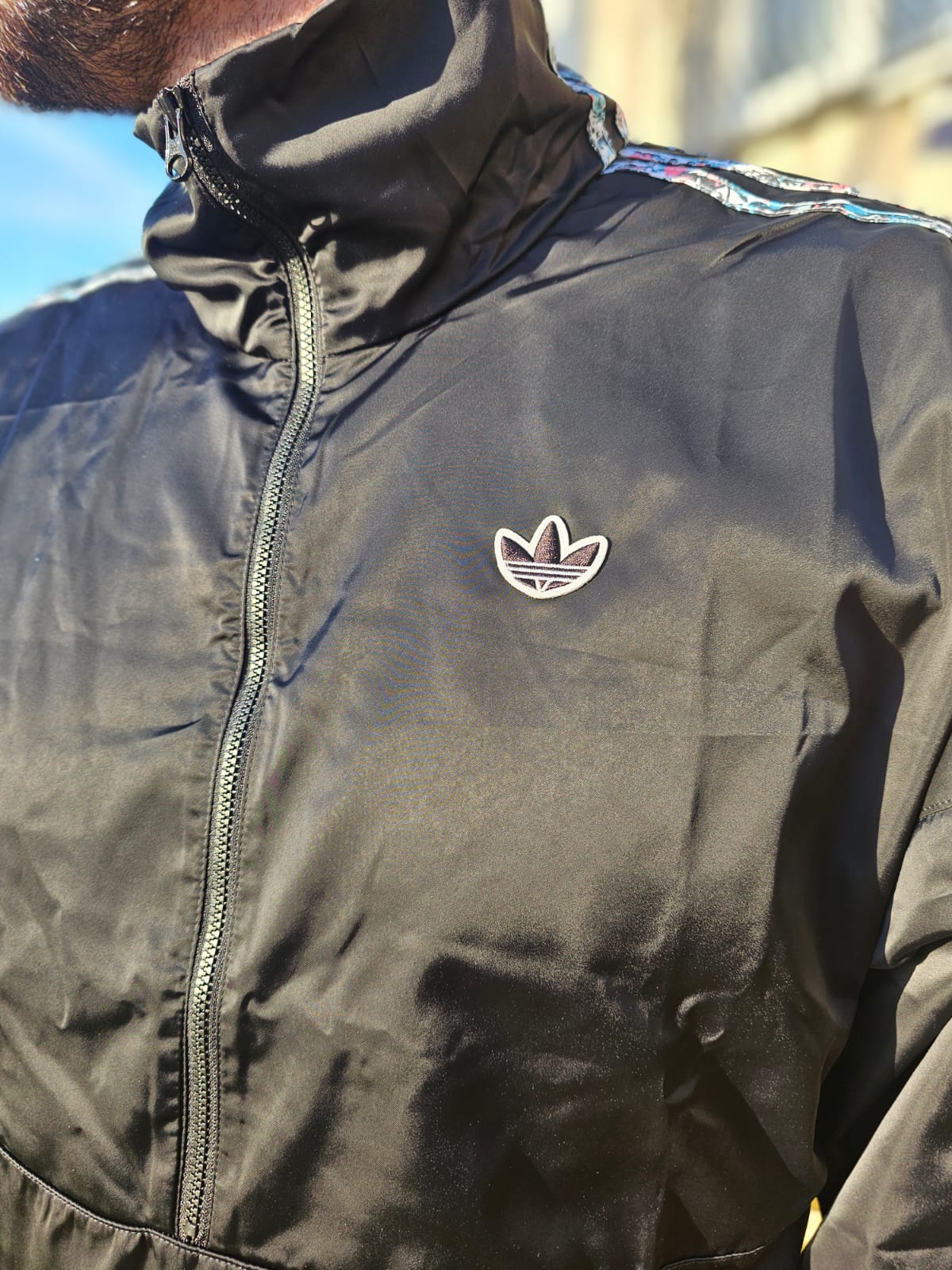 Adidas Full Zip Black Windbreaker Style Track Jacket - UK 12 - NWT