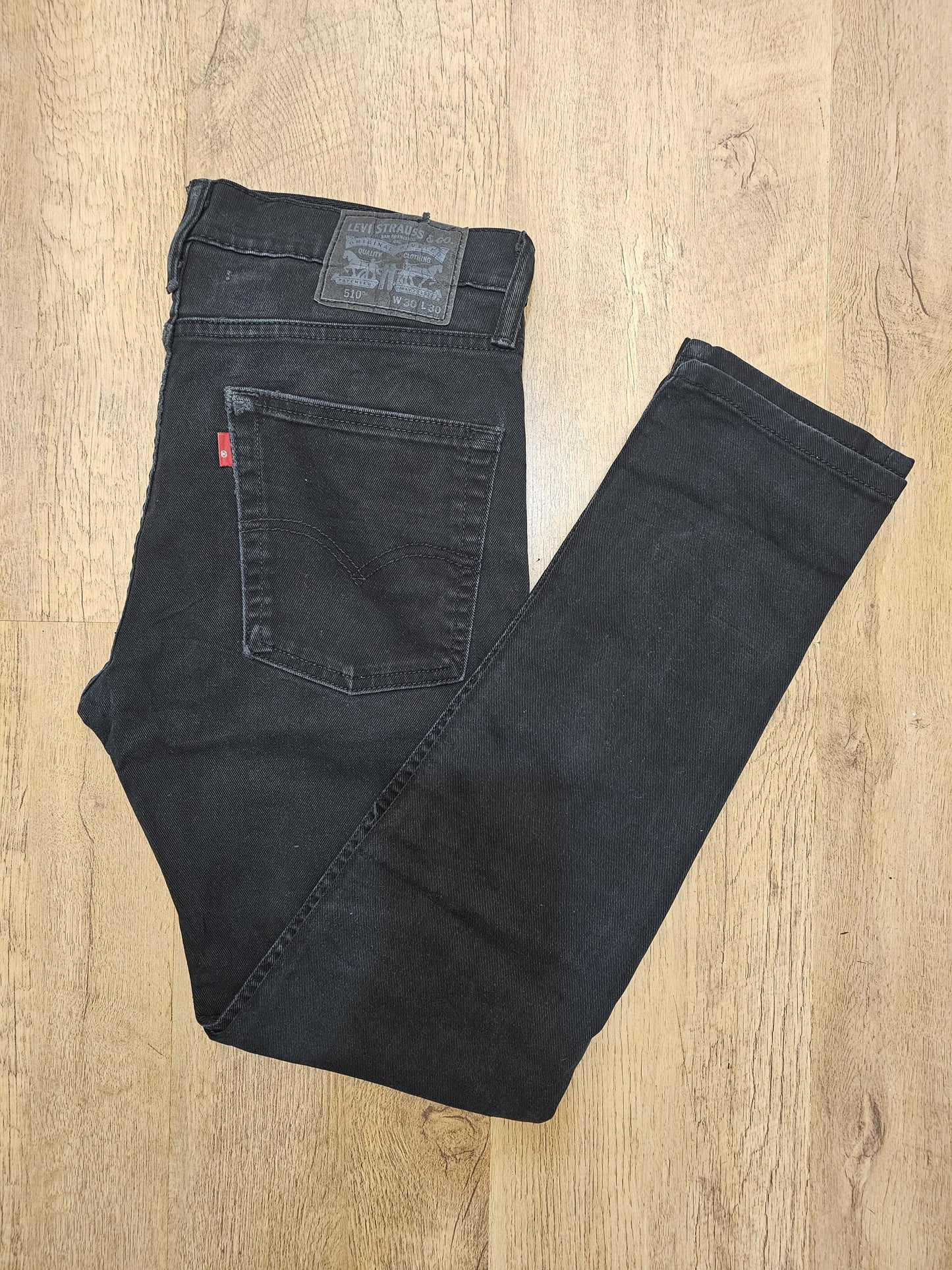 Levi's Black Ripped Jeans 501 Skinny Fit - W31/28L