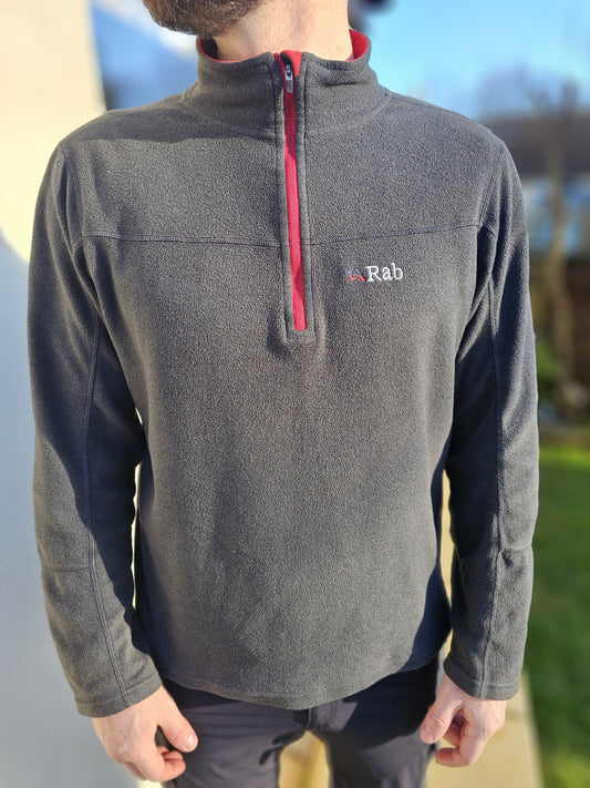 Rab Black/Red 1/4 Zip Fleece Pullover Jumper Sweatshirt - L/Large