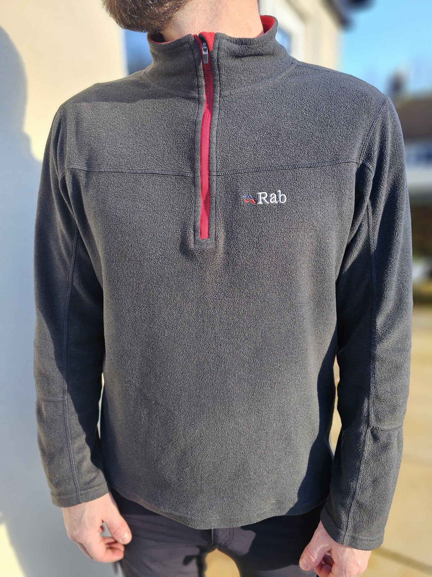 Rab Black/Red 1/4 Zip Fleece Pullover Jumper Sweatshirt - L/Large