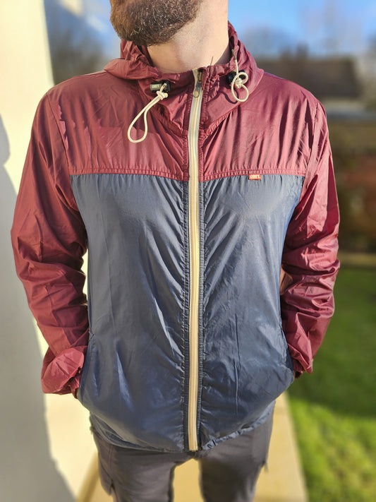 Awesome Obey Burgundy Windbreaker Rain Coat - L/Large