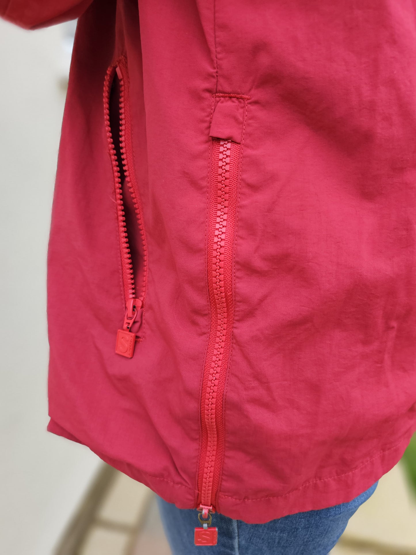 Superdry Red/Navy Pullover Hoodie Anorak Jacket Windbreaker Half Zip - 12/L/Large