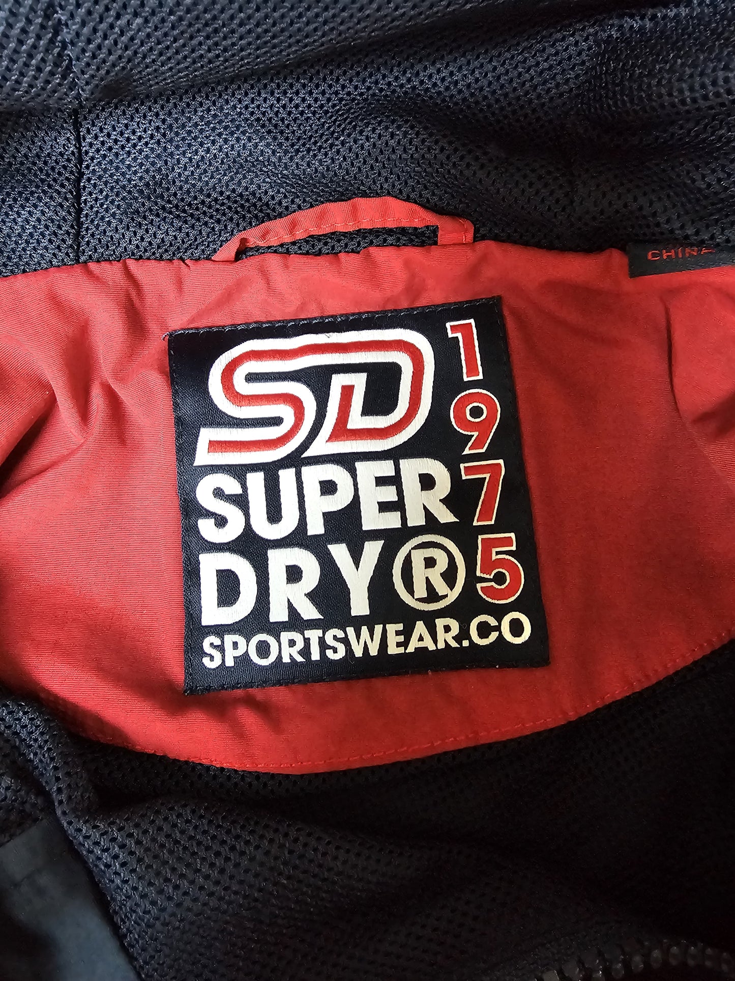 Superdry Red/Navy Pullover Hoodie Anorak Jacket Windbreaker Half Zip - 12/L/Large