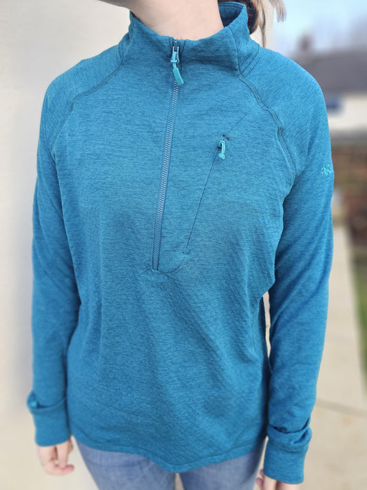 Rab Blue/Turquoise Pull Over Mid Layer1/2 Zip Fleece Jumper - UK 14