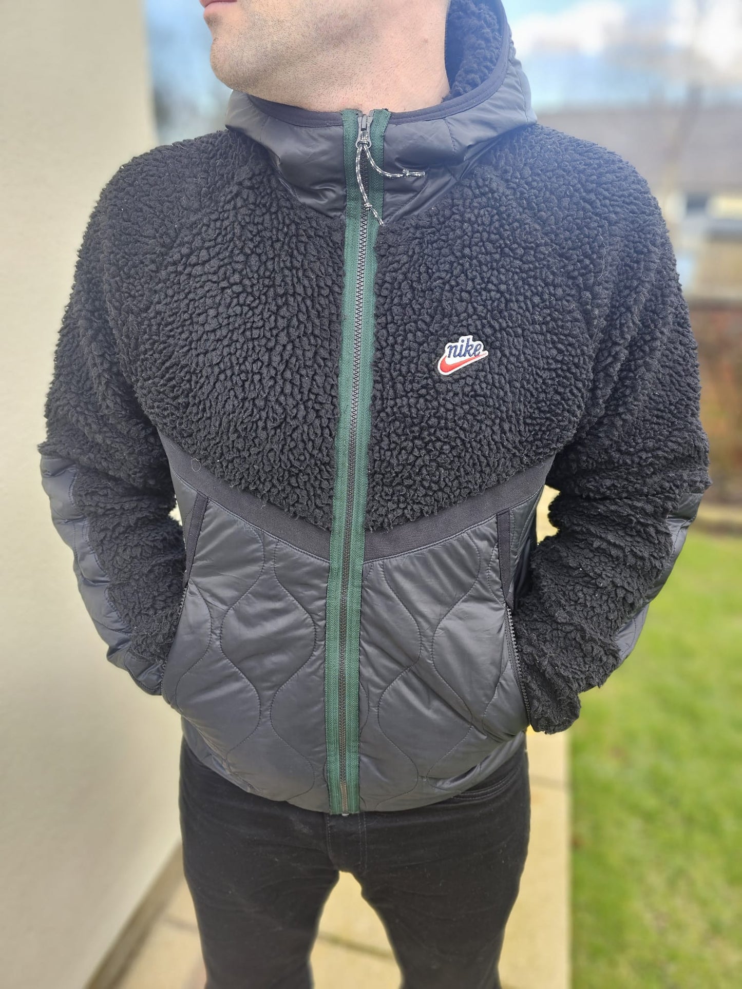 Nike Heritage Essentials Winter Fleece Panelled Zip-Through Hooded Sherpa - M/Medium