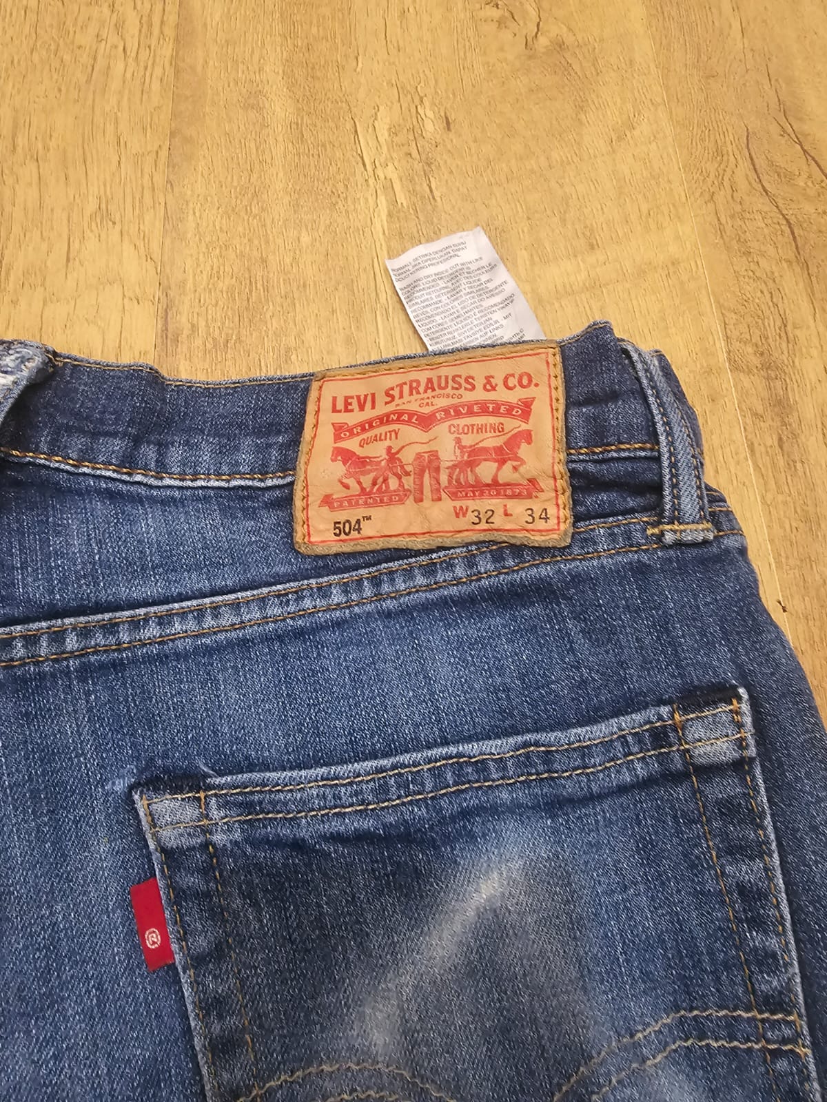 Levi's Blue Jeans Shorts Jorts 504 Regular Straight Fit- W32/11L